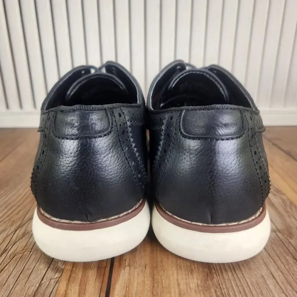 Curt & Larson Metro Mens Sz 10 3E Wide Black Leather Oxfords Dress Shoes 055195